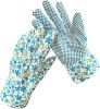 Pack of 12 Ladies Garden Gloves Assorted Floral Cotton Jersey Medium Size Blue Breathable Gardening Gloves for Woman Resistant PVC Dotted Palm Gloves