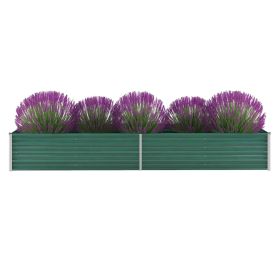 Garden Raised Bed Galvanized Steel 126"x31.5"x17.7" Green