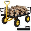 VEVOR Steel Garden Cart, Heavy Duty 1200 lbs Capacity, with Removable Mesh Sides to Convert into Flatbed, Utility Metal Wagon with 2-in-1 Handle and 1