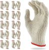 Pack of 192 Pairs Beige String Knit Cotton Work Gloves 9.5'. Cotton Polyester String Knit Safety Women Working Gloves. Elastic Knit Wrist. Safety Cott