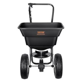 VEVOR Broadcast Spreader, 80 LB Walk-Behind Turf Spreader with 12" Wheels, Steel Push Fertilizer Spreader, Garden Seeder, and Salt Spreader, Designed