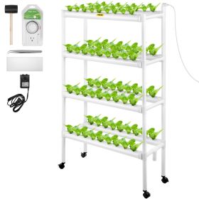 VEVOR Hydroponics Growing System, 72 Sites 8 Food-Grade PVC-U Pipes, 4 Layers Indoor Planting Kit with Water Pump, Timer, Nest Basket, Sponge, for Fru