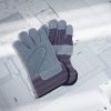 Pack 12 Gray Insulated Leather Work Gloves Medium Size for Men & Women; Reusable Grey Hyper Tough Leather Gloves 6 Pairs; Medium Leather Gloves for Me