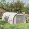 Outsunny 19.5' x 10' x 6.5' Walk-in Tunnel Greenhouse with Upgraded Structure, Zippered Roll Up Mesh Door, 8 Mesh Windows, Warm Tent Gardening Green H