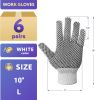 12 Pack String Knit Gloves with Black Dots 10" Size. Washable Elastic Knit Wrist Cotton Gloves with PVC Dots Workwear Gloves Comfortable Fit. Ideal fo