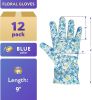 Pack of 12 Ladies Garden Gloves Assorted Floral Cotton Jersey Medium Size Blue Breathable Gardening Gloves for Woman Resistant PVC Dotted Palm Gloves