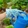 Pack of 12 Ladies Garden Gloves Assorted Floral Cotton Jersey Medium Size Blue Breathable Gardening Gloves for Woman Resistant PVC Dotted Palm Gloves