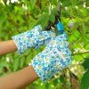 Pack of 12 Ladies Garden Gloves Assorted Floral Cotton Jersey Medium Size Blue Breathable Gardening Gloves for Woman Resistant PVC Dotted Palm Gloves