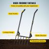 VEVOR Broad Fork Tool, 6 Tines 20 in Wide Hand Tiller Broadfork, U-Shape Garden Tool with Fiberglass Handle for Gardening and Cultivating, Aerate Clay