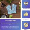 Pack of 12 Ladies Garden Gloves Assorted Floral Cotton Jersey Medium Size Blue Breathable Gardening Gloves for Woman Resistant PVC Dotted Palm Gloves