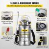 VEVOR 1.5Gal Stainless Steel Sprayer, Set with 16" Wand& Handle& 3.3FT Reinforced Hose, Hand Pump Sprayer with Pressure Gauge&Safety Valve, Adjustable