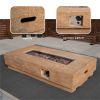 Outdoor Rectangular Faux Wood Fireplace Table and Side Table